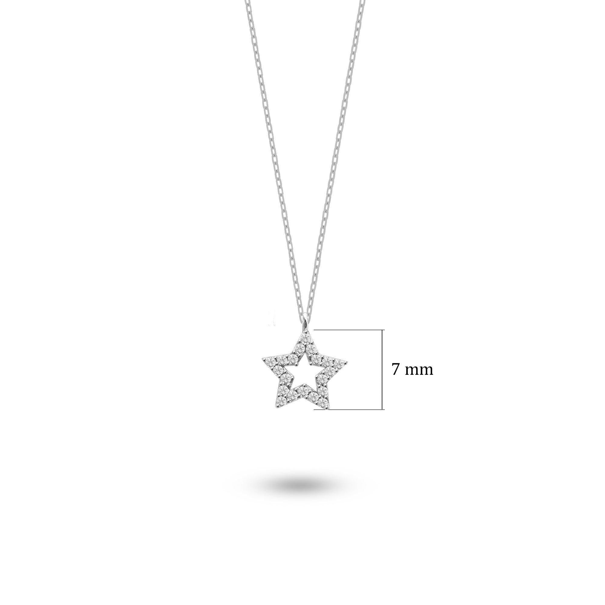 925 Ayar Gümüş Zirkon Taşlı Yıldız Kolye SSSN006