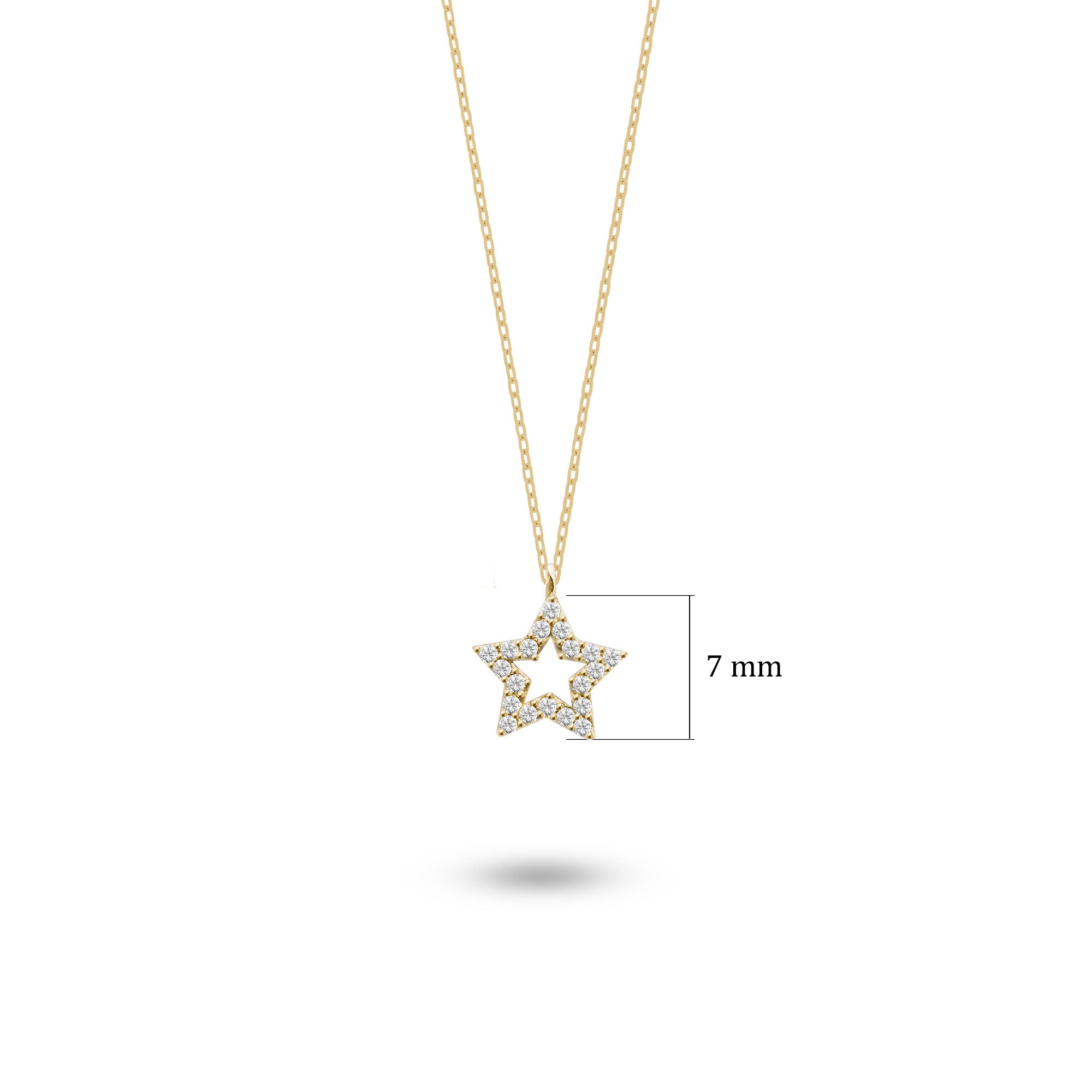 925 Ayar Gümüş Zirkon Taşlı Yıldız Kolye SSSN006