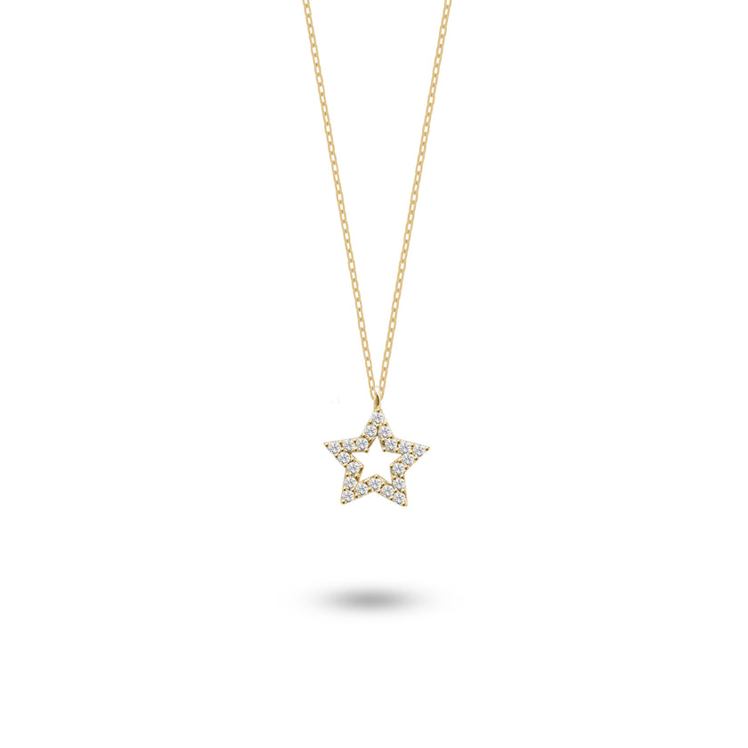 925 Ayar Gümüş Zirkon Taşlı Yıldız Kolye SSSN006