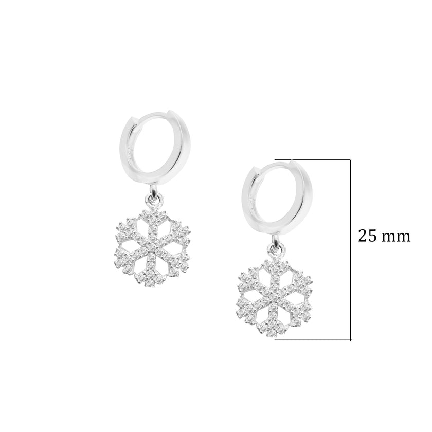 Gümüş Kar Tanesi  Şeklinde 925 Ayar Gümüş Küpe SSSNOW6