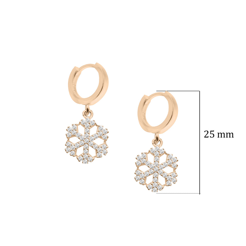 Gümüş Kar Tanesi  Şeklinde 925 Ayar Gümüş Küpe SSSNOW6