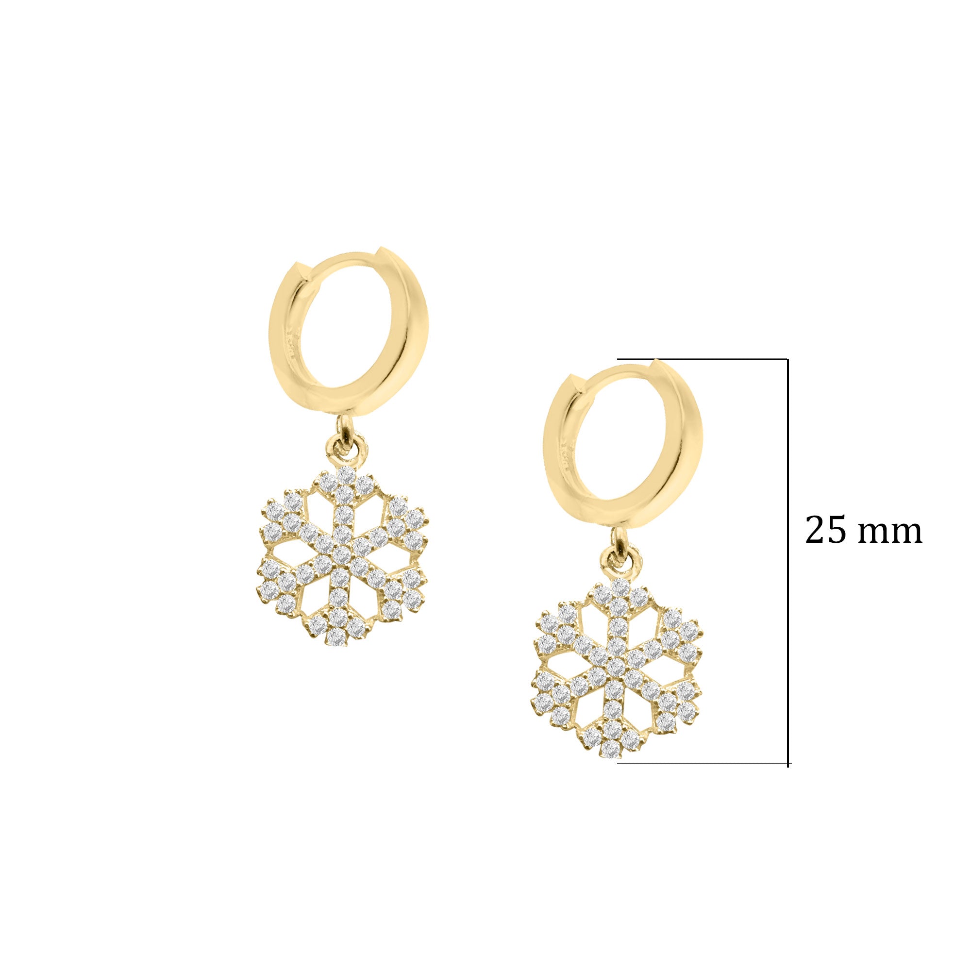 Gümüş Kar Tanesi  Şeklinde 925 Ayar Gümüş Küpe SSSNOW6