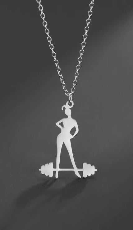 Fitness Sporcu Halterci Kadın Çelik Kolye GYM Jimnastik Kolye Aksesuar Takı SSSPORW