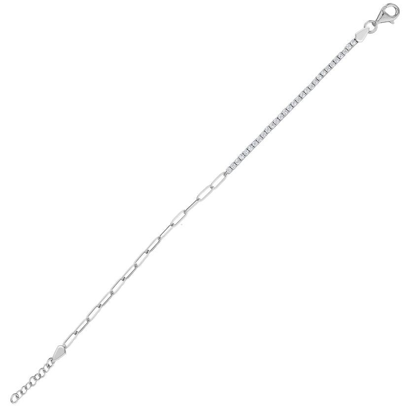 Ataç Zincir İtalyan Model Zirkon Taşlı 925 Ayar Gümüş Bileklik SSSUATAÇ1