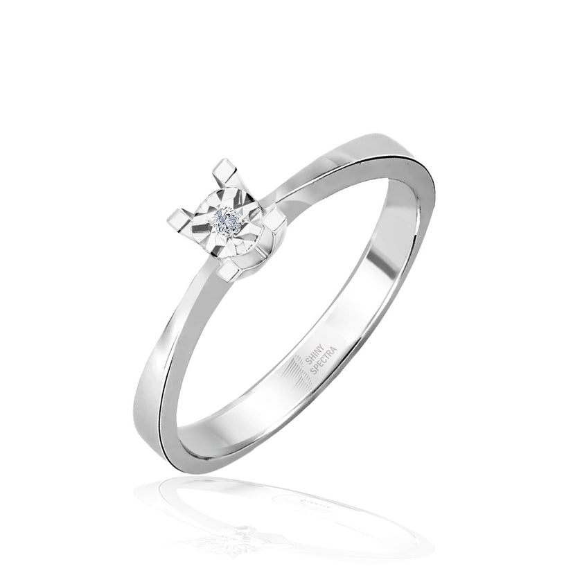 0.20 Karat Görünümlü 0.03 Karat Tektaş Efektli Pırlanta Yüzük 14 ayar Altın