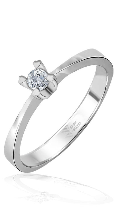 Tektaş Kalp Tırnak 0.10 Karat Pırlanta Yüzük 14 ayar Altın