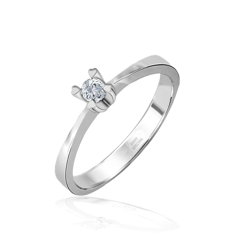 Tektaş Kalp Tırnak 0.10 Karat Pırlanta Yüzük 14 ayar Altın