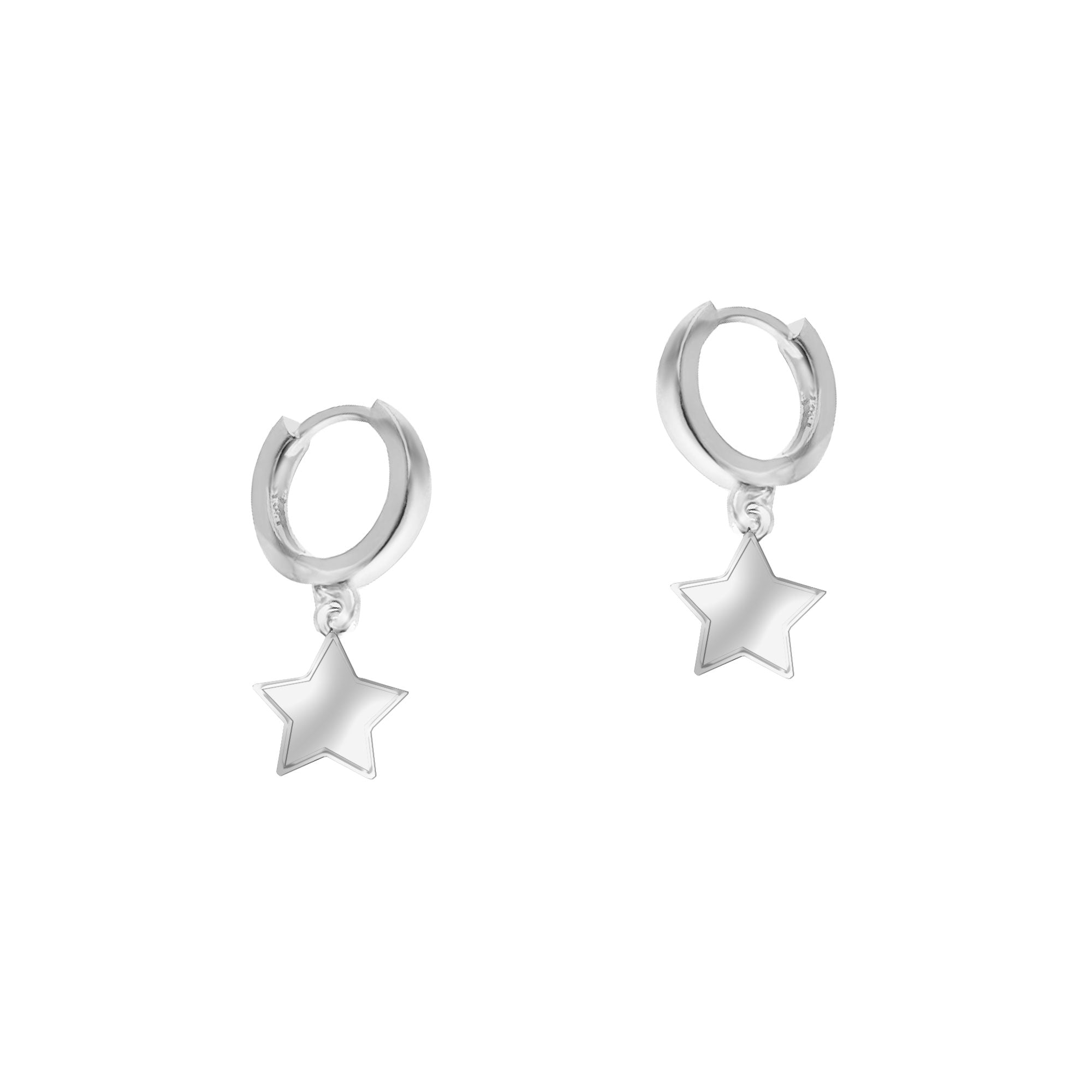 Gümüş Sade Yıldız Huggie Küpe SSYILDIZ01