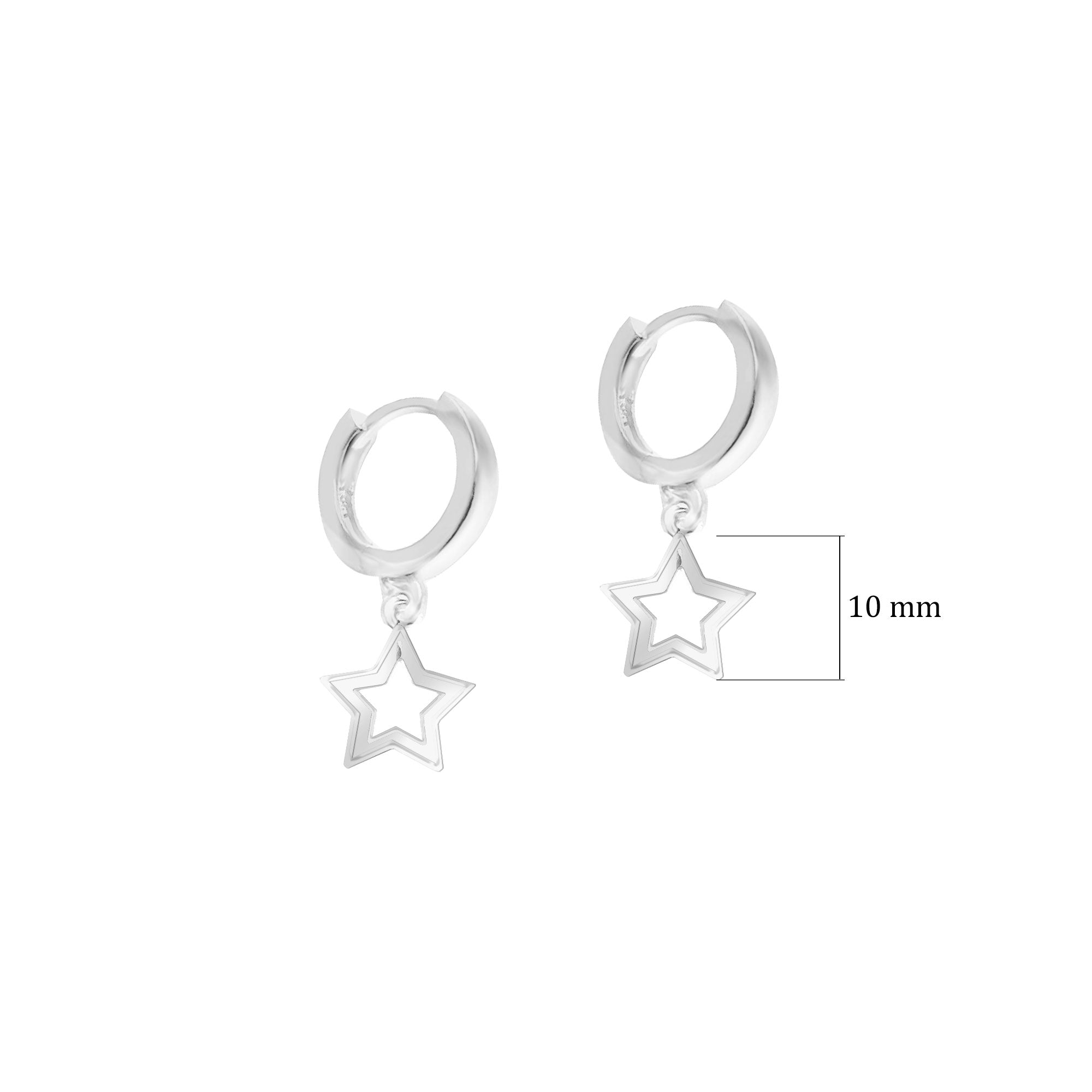 Gümüş Sade Yıldız Huggie Küpe SSYILDIZ03