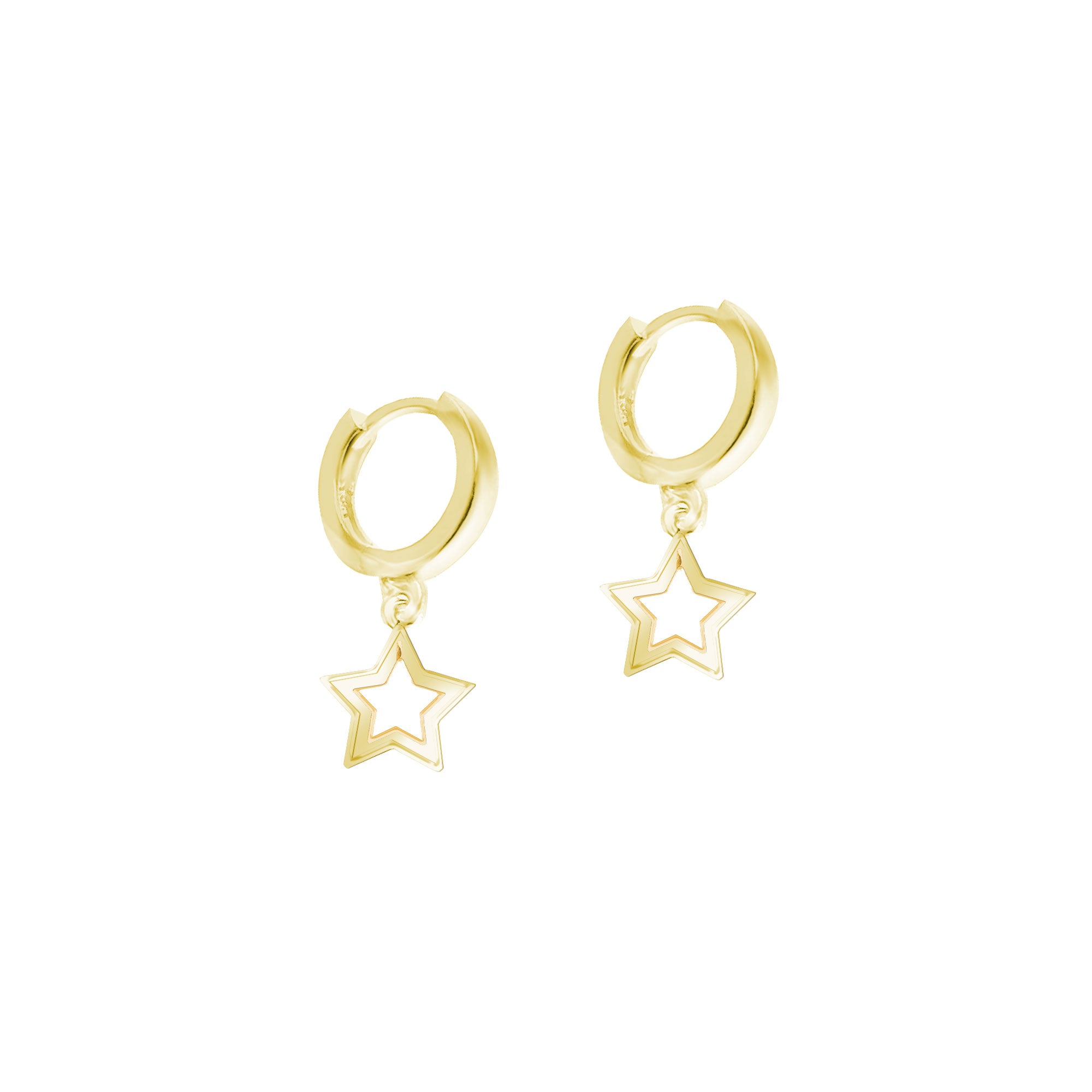 Gümüş Sade Yıldız Huggie Küpe SSYILDIZ03