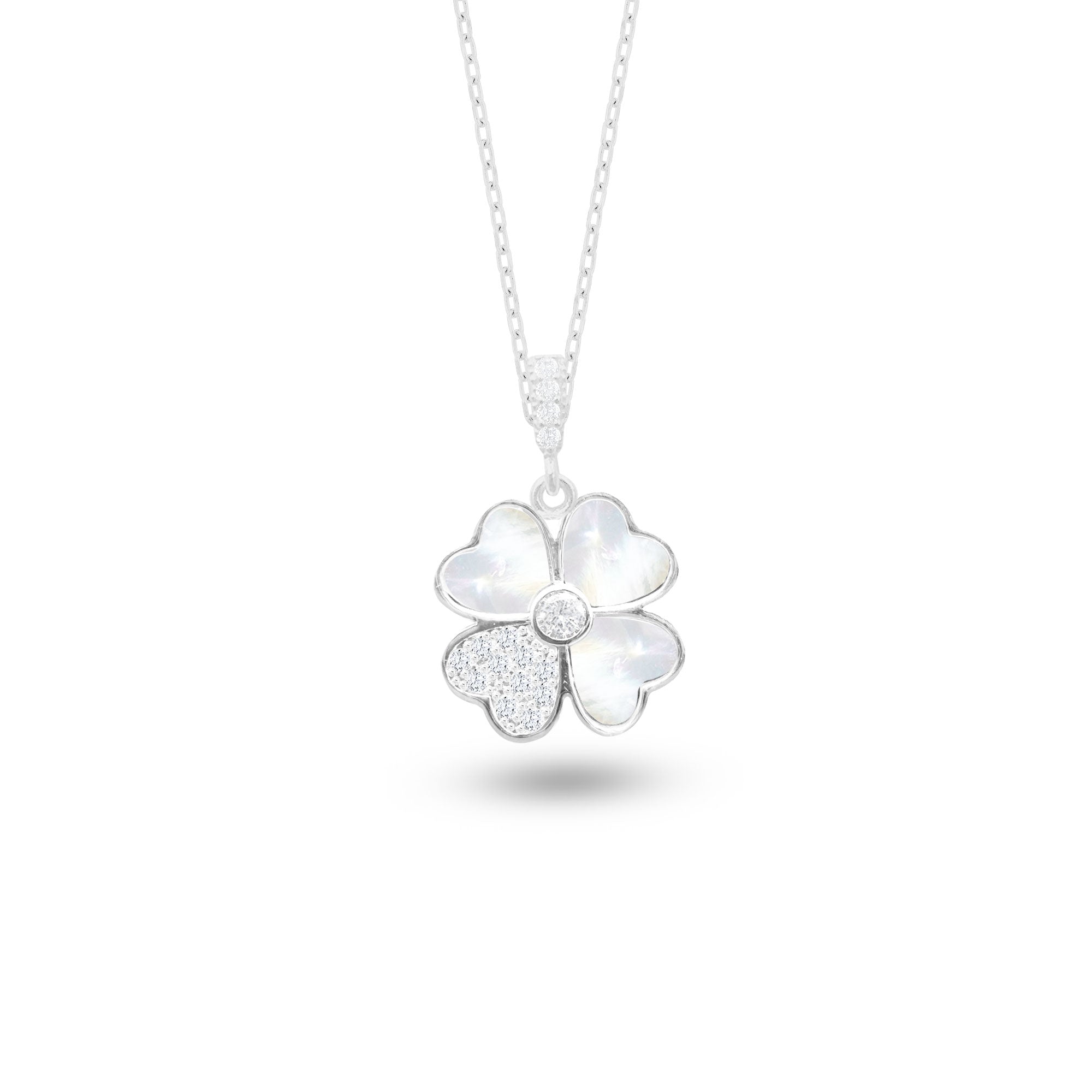 Yonca Kolye Sedef Taşlı 925 Ayar Gümüş SSYONCA4