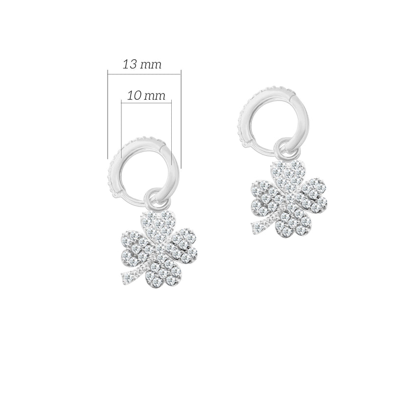 Zirkon Taşlı Yonca Huggie Gümüş Küpe SSYONCAS2