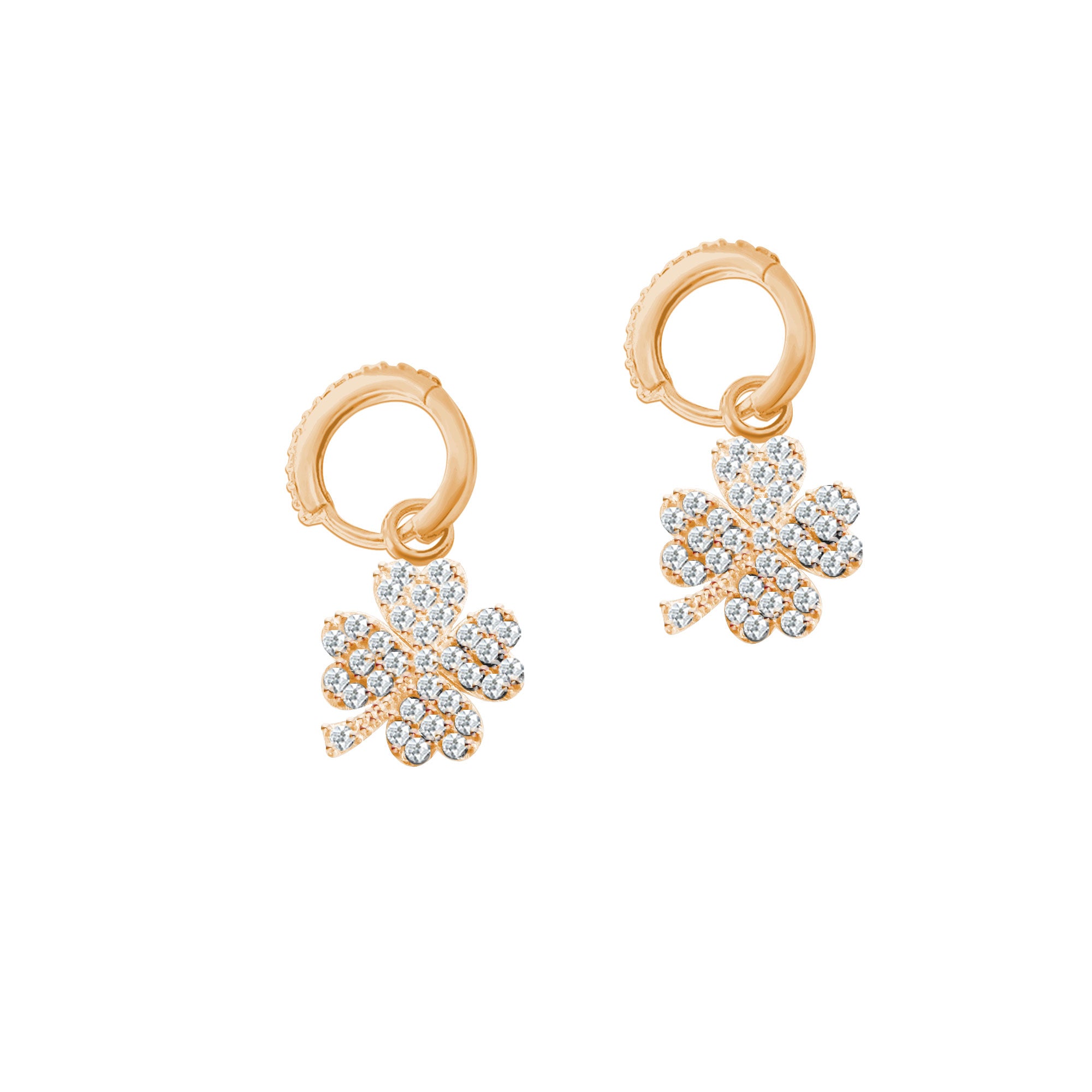 Zirkon Taşlı Yonca Huggie Gümüş Küpe SSYONCAS2