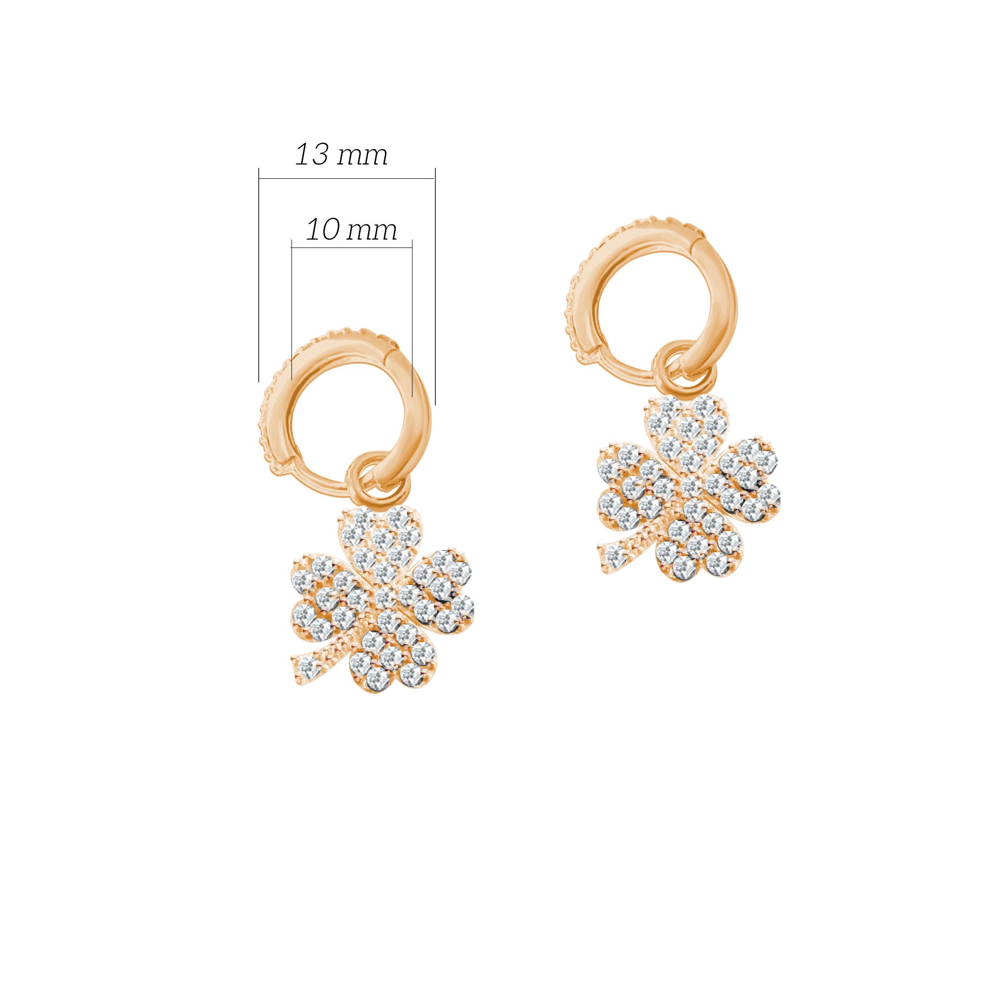 Zirkon Taşlı Yonca Huggie Gümüş Küpe SSYONCAS2