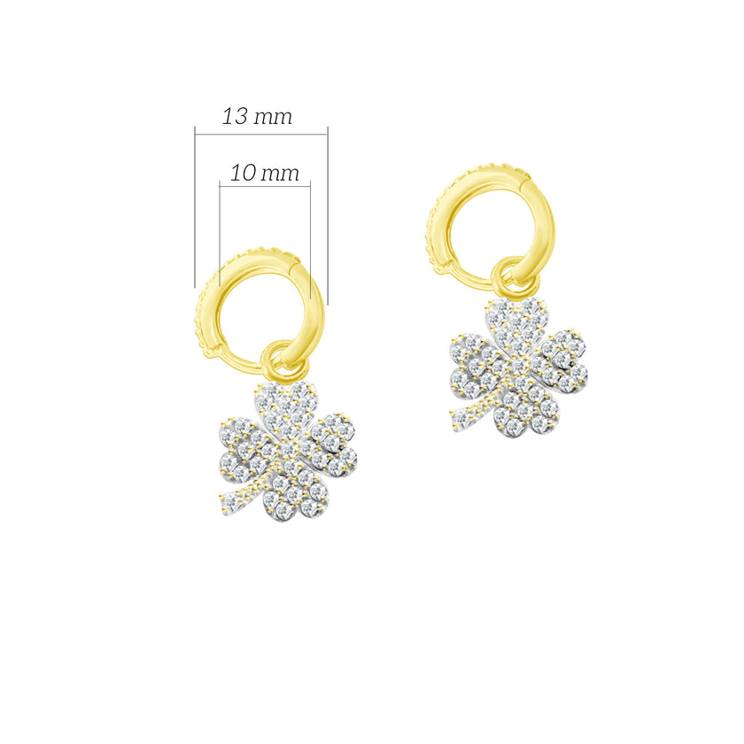 Zirkon Taşlı Yonca Huggie Gümüş Küpe SSYONCAS2