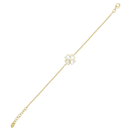 Sedef Taşlı Yonca Gümüş Bileklik 925 Ayar SSYSEDEFB01