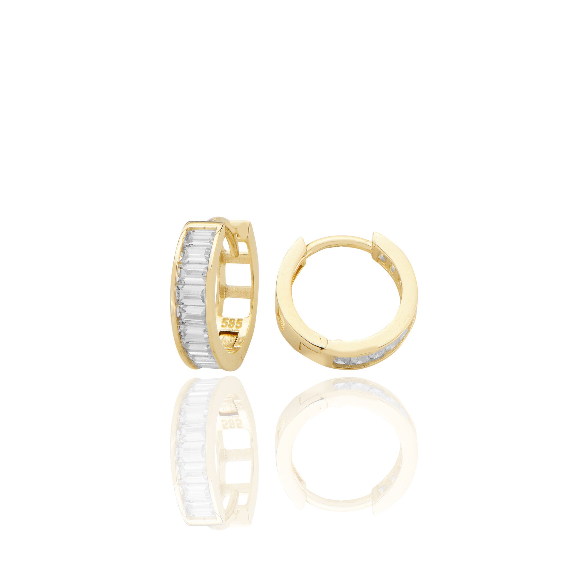 14 ayar Altın Huggie Petek Sade Halka Küpe D089