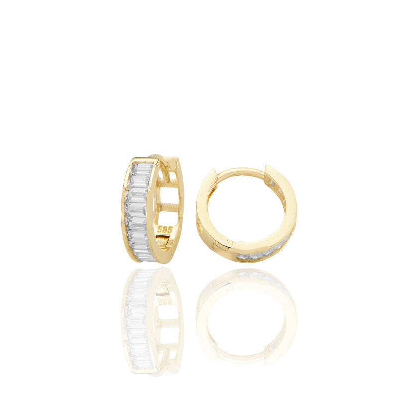 14 ayar Altın Huggie Petek Sade Halka Küpe D089