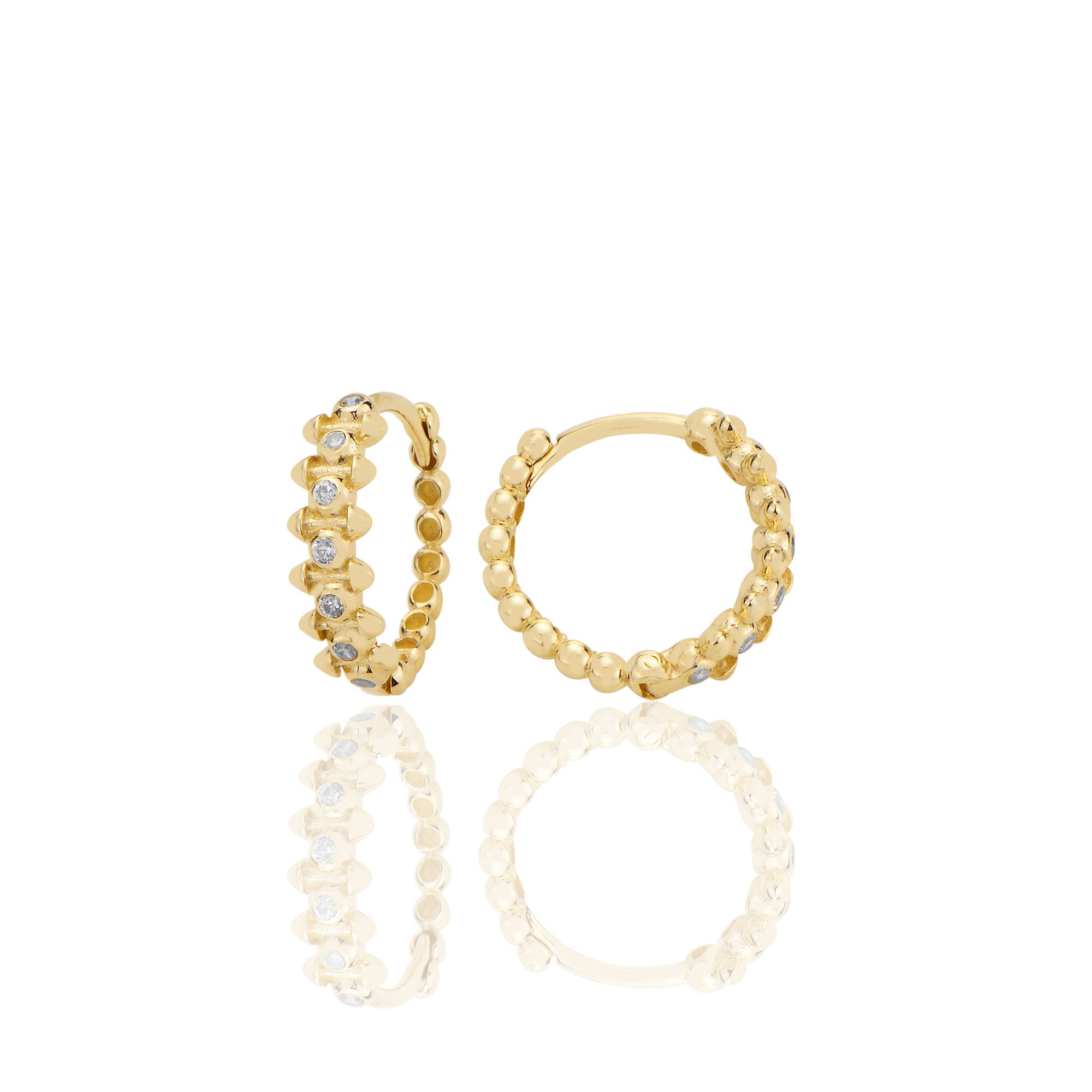 14 ayar Altın Halka Küpe Zirkon Taşlı T109