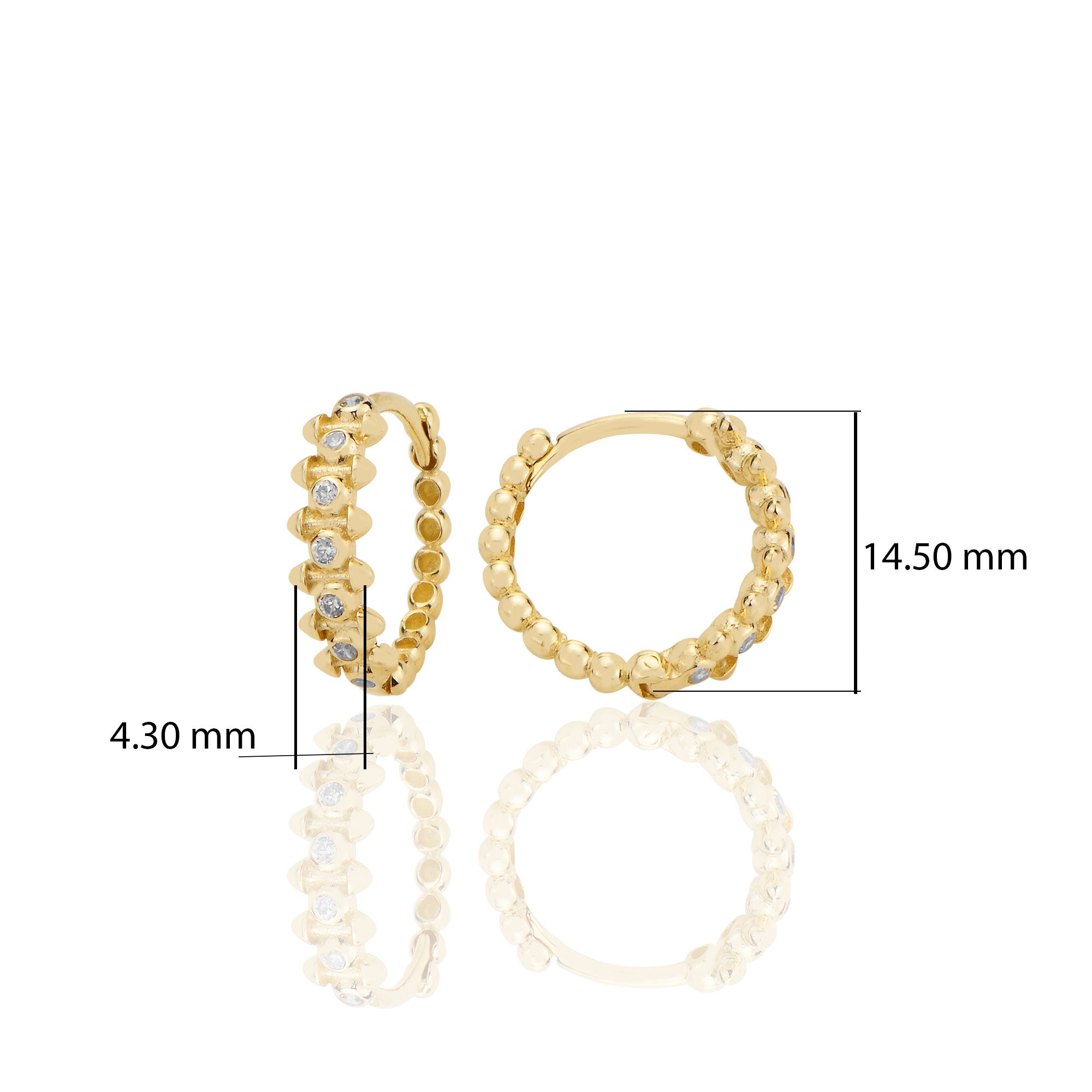 14 ayar Altın Halka Küpe Zirkon Taşlı T109