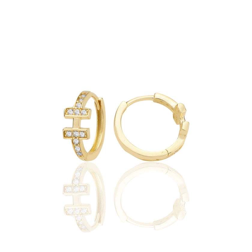 14 ayar Altın Huggie Küpe Zirkon Taşlı T114