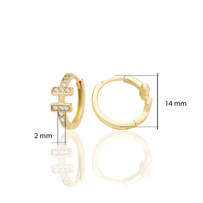 14 ayar Altın Huggie Küpe Zirkon Taşlı T114