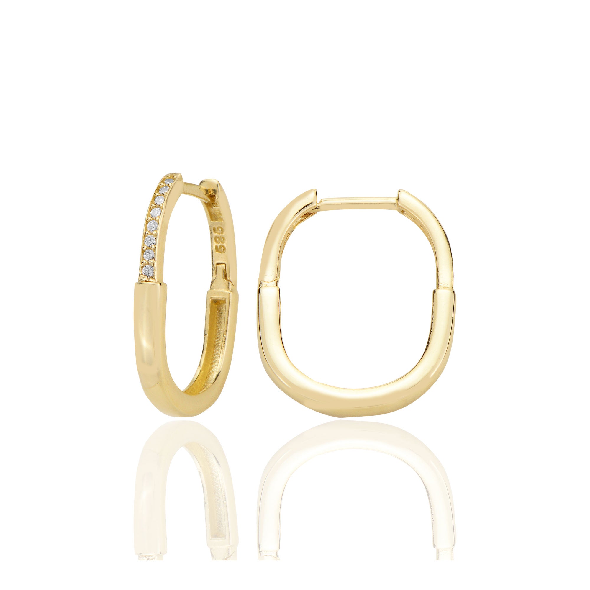 14 ayar Altın Huggie Küpe Zirkon Taşlı T115