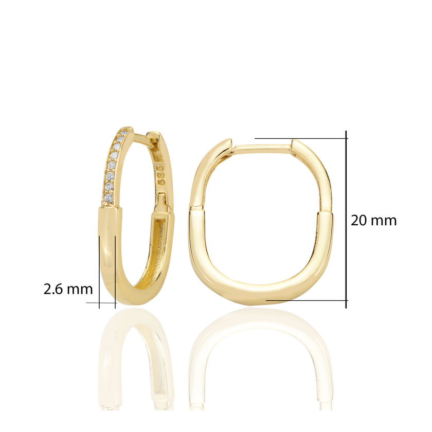 14 ayar Altın Huggie Küpe Zirkon Taşlı T115