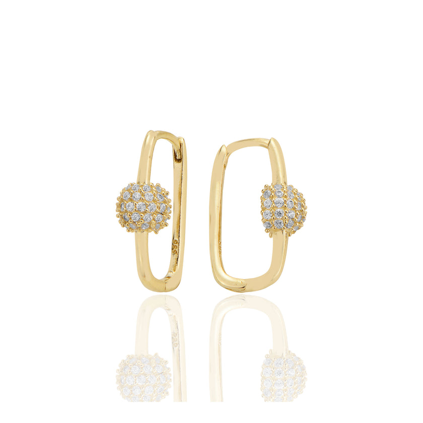 14 ayar Altın Huggie Küpe Zirkon Taşlı T116