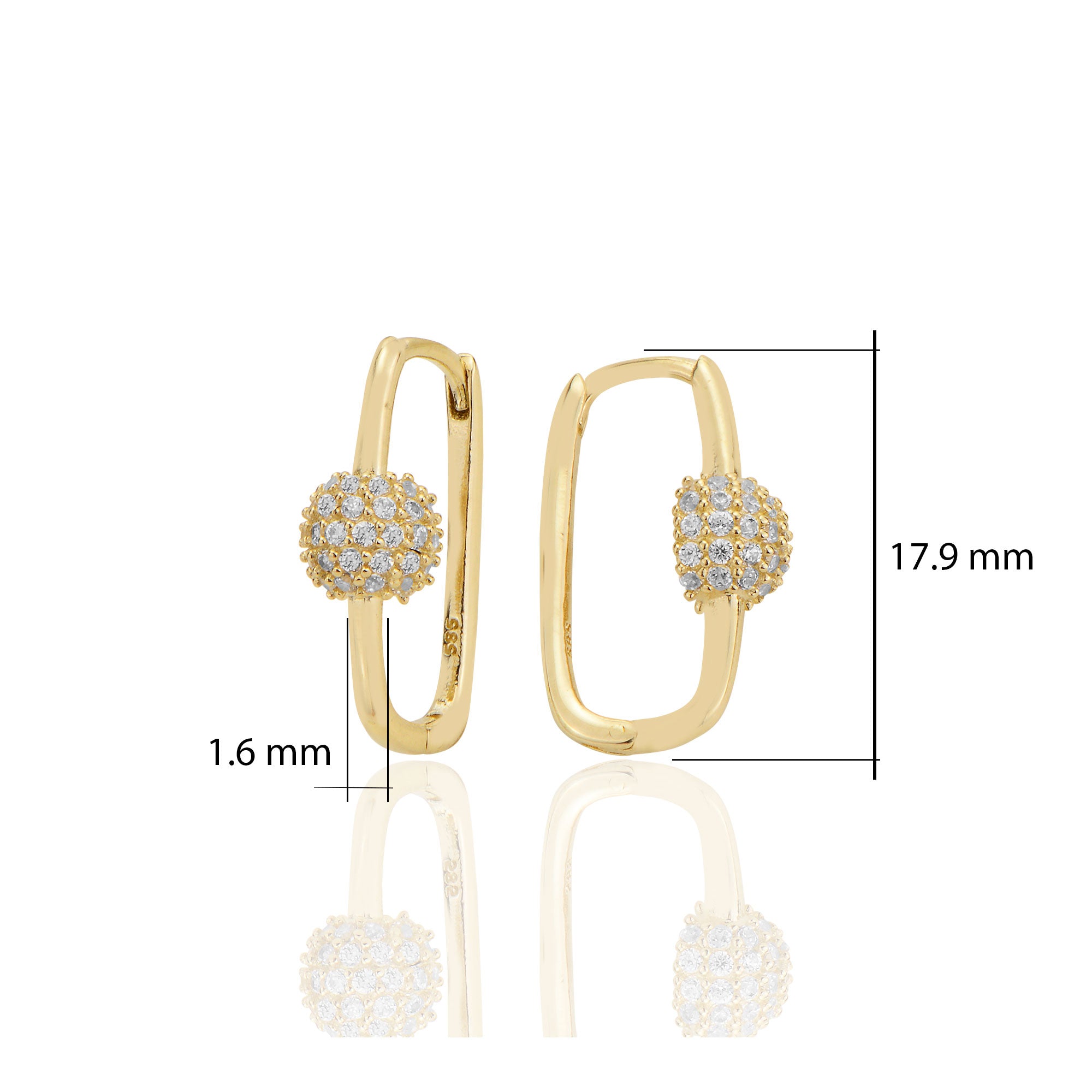 14 ayar Altın Huggie Küpe Zirkon Taşlı T116