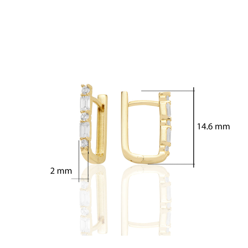 14 ayar Altın Huggie Küpe Zirkon Taşlı T117