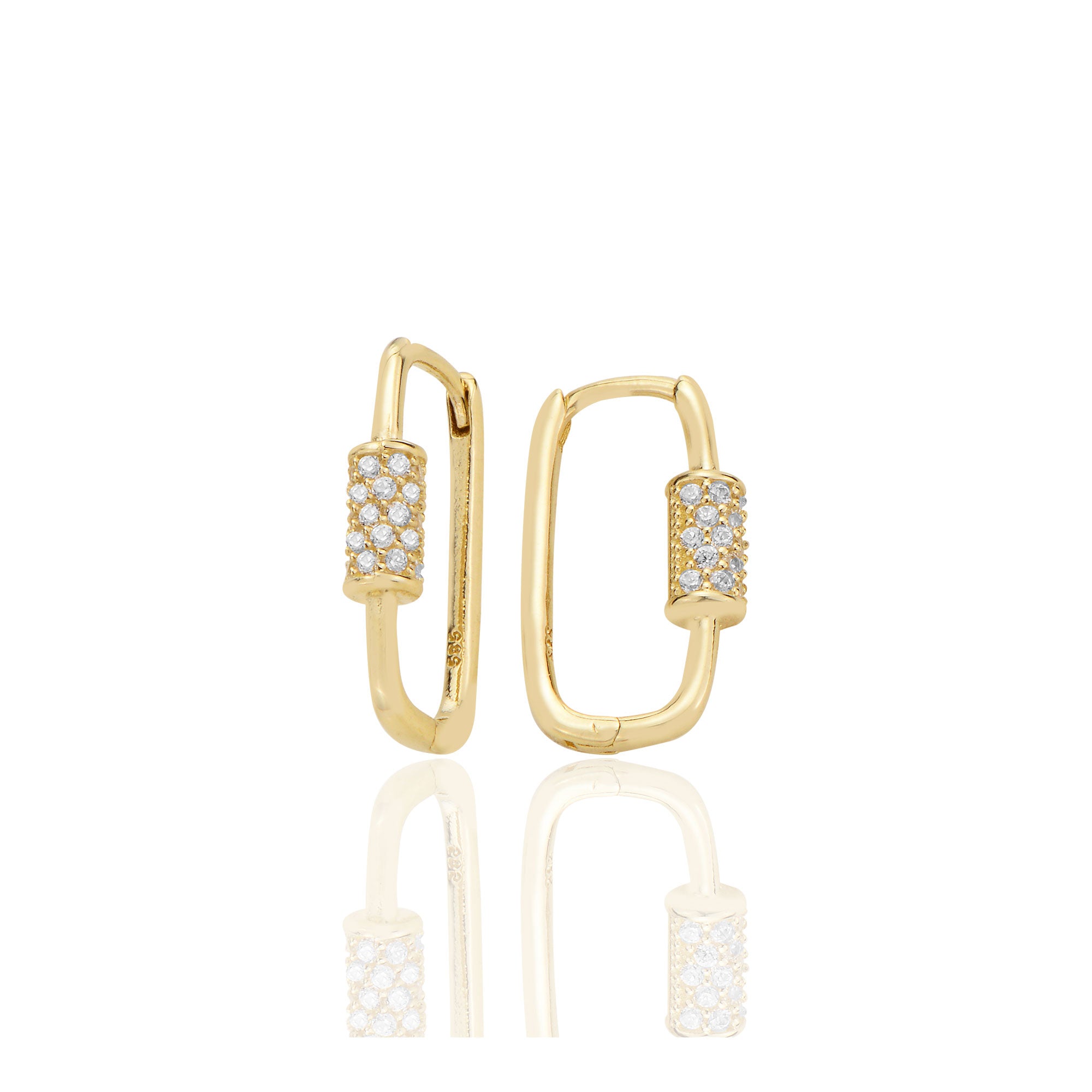 14 ayar Altın Huggie Küpe Zirkon Taşlı T118