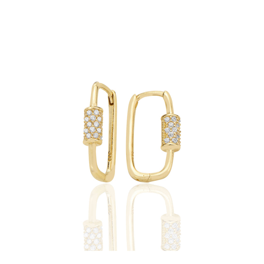 14 ayar Altın Huggie Küpe Zirkon Taşlı T118