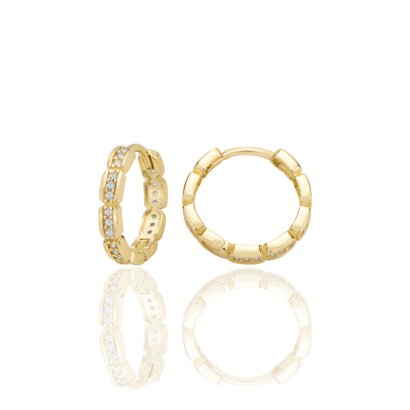 14 ayar Altın Huggie Küpe Zirkon Taşlı T120