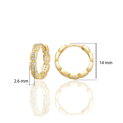 14 ayar Altın Huggie Küpe Zirkon Taşlı T120