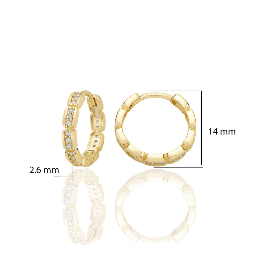 14 ayar Altın Huggie Küpe Zirkon Taşlı T120