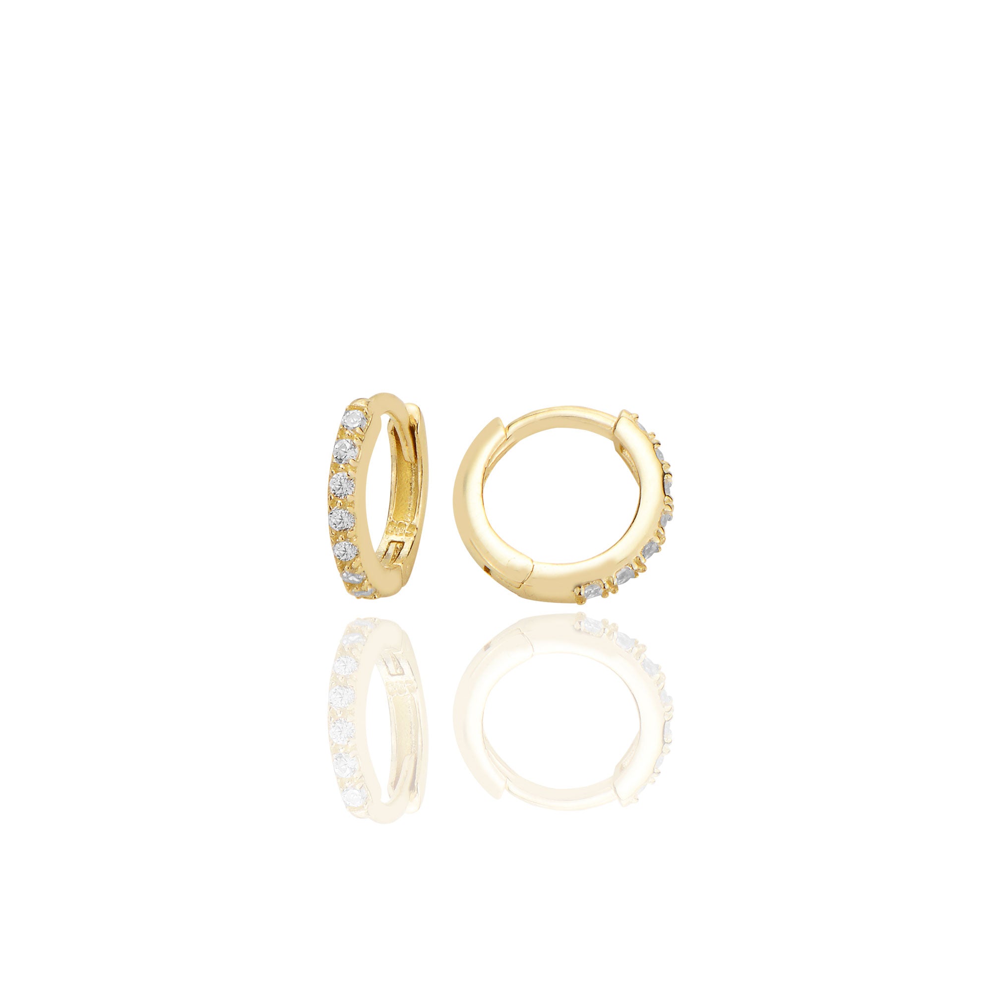 14 ayar Altın Huggie Küpe Zirkon Taşlı T121