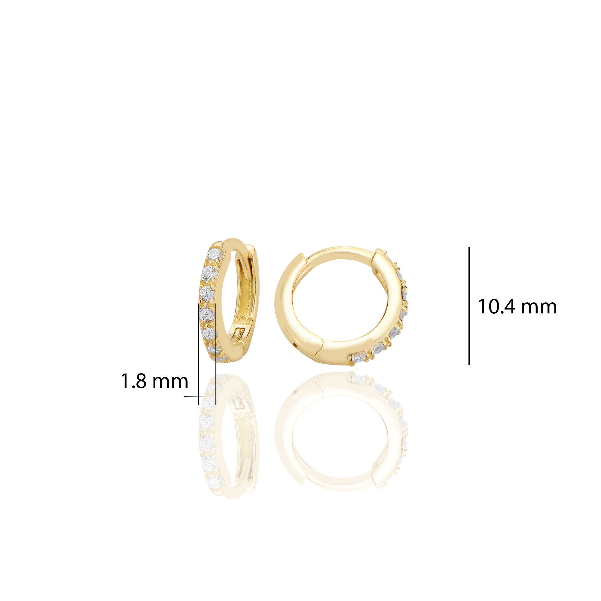 14 ayar Altın Huggie Küpe Zirkon Taşlı T121