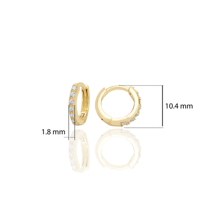 14 ayar Altın Huggie Küpe Zirkon Taşlı T121
