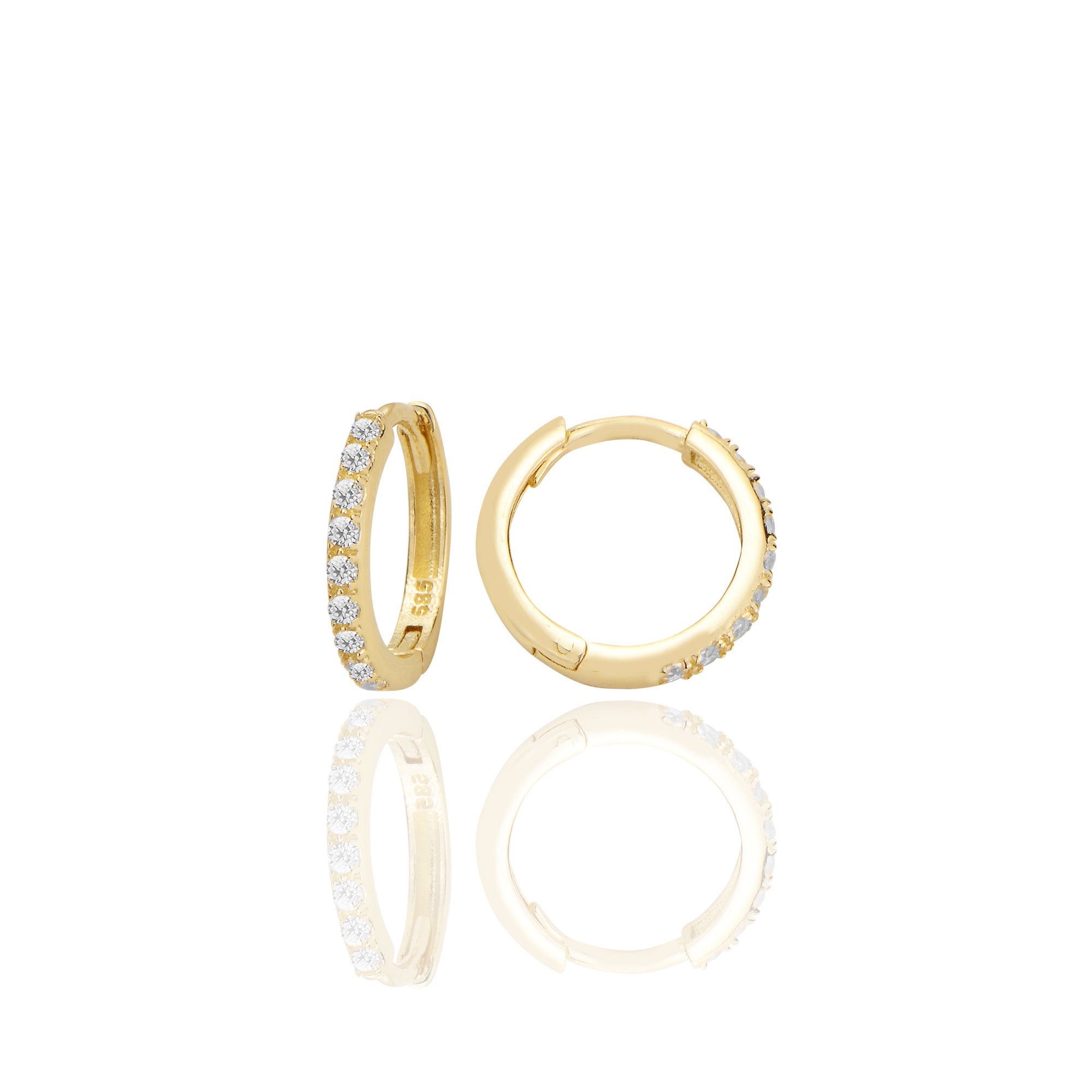 14 ayar Altın Halka Küpe Zirkon Taşlı T122