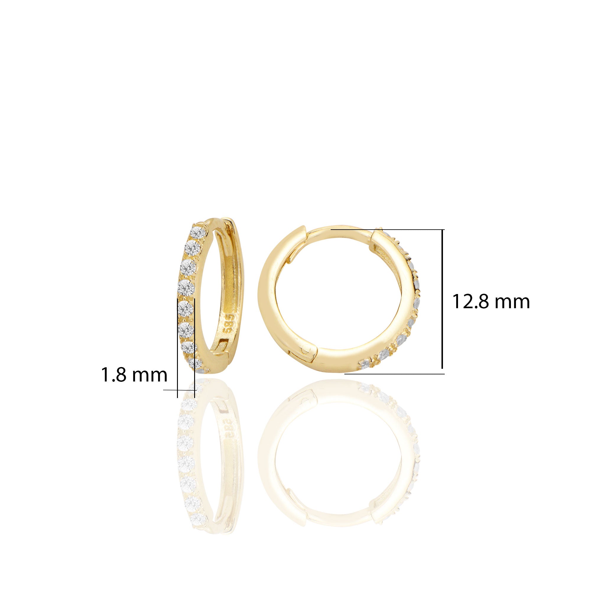 14 ayar Altın Halka Küpe Zirkon Taşlı T122