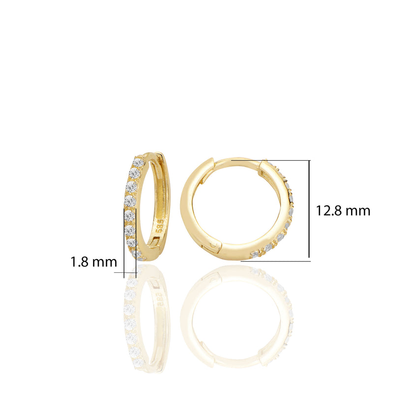 14 ayar Altın Halka Küpe Zirkon Taşlı T122