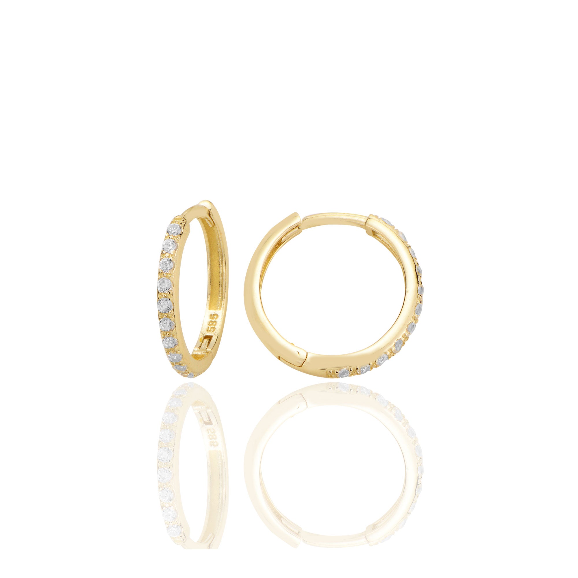 14 ayar Altın Halka Küpe Zirkon Taşlı T123