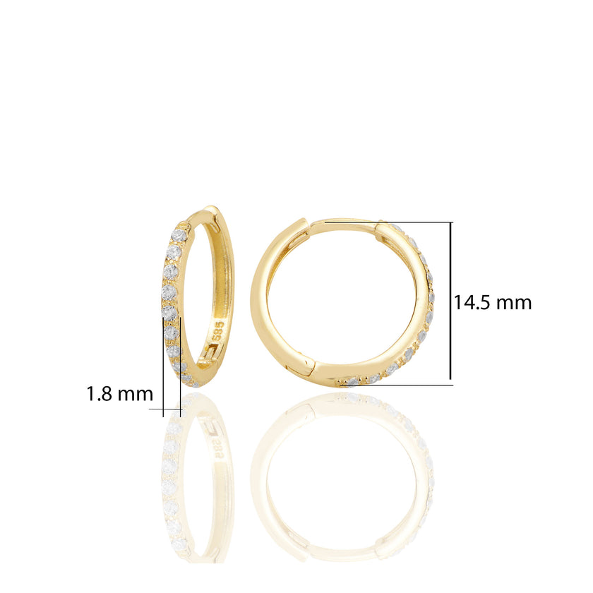 14 ayar Altın Halka Küpe Zirkon Taşlı T123