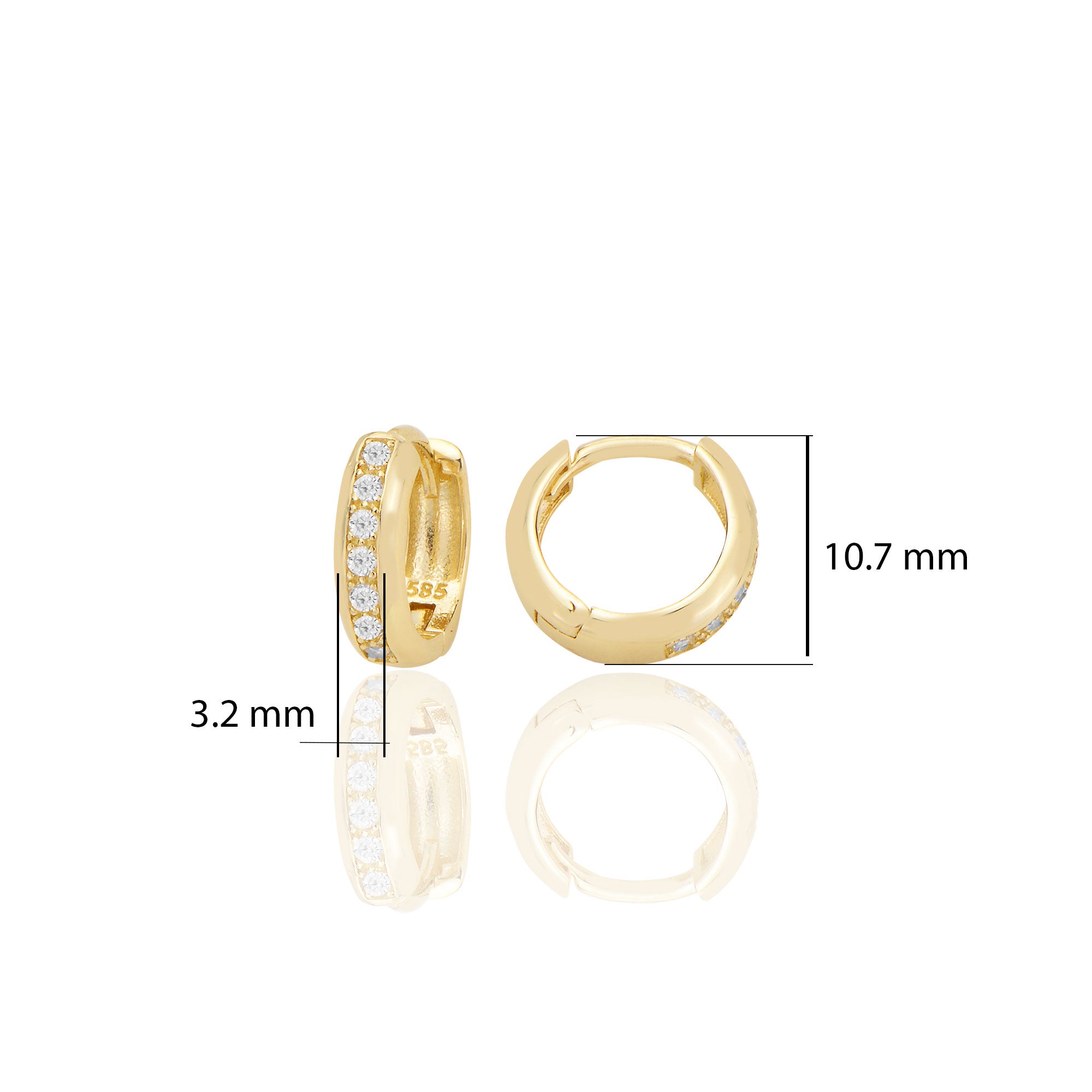 14 ayar Altın Halka Küpe Zirkon Taşlı T125