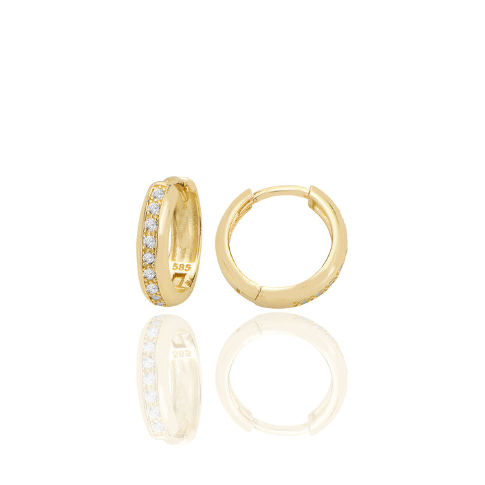 14 ayar Altın Halka Küpe Zirkon Taşlı T126