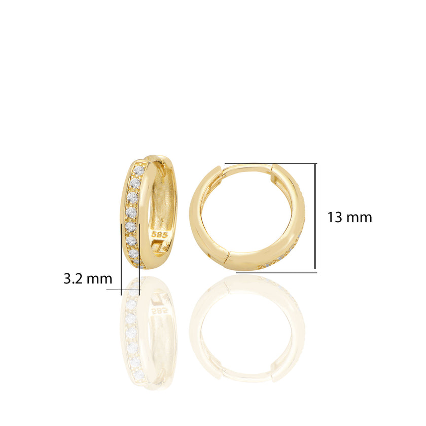 14 ayar Altın Halka Küpe Zirkon Taşlı T126