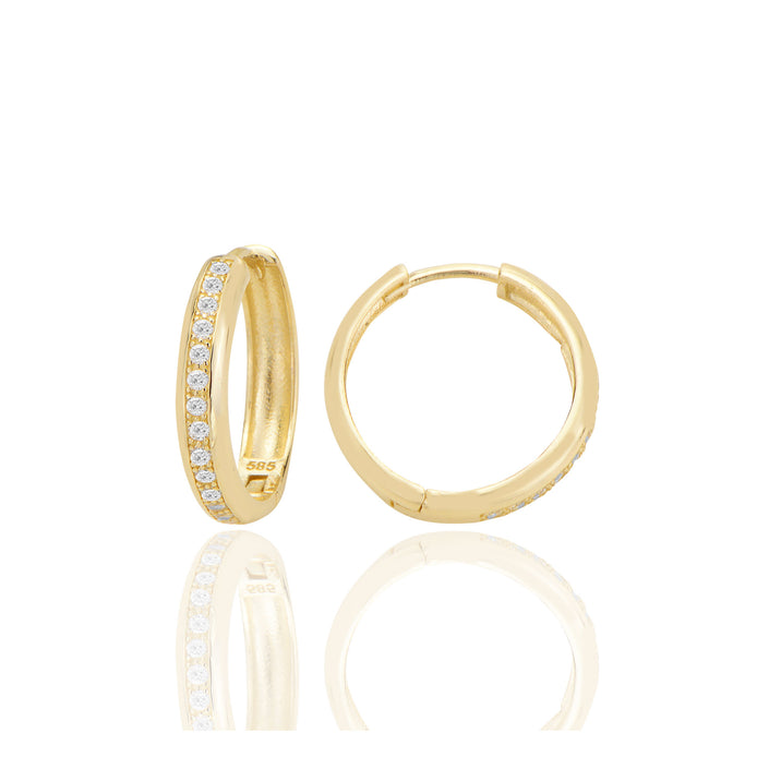 14 ayar Altın Halka Küpe Zirkon Taşlı T127