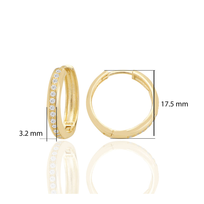 14 ayar Altın Halka Küpe Zirkon Taşlı T127