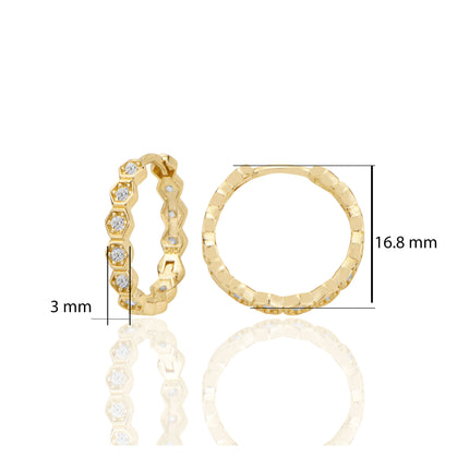 Petek 14 ayar Altın Halka Küpe Zirkon Taşlı T130